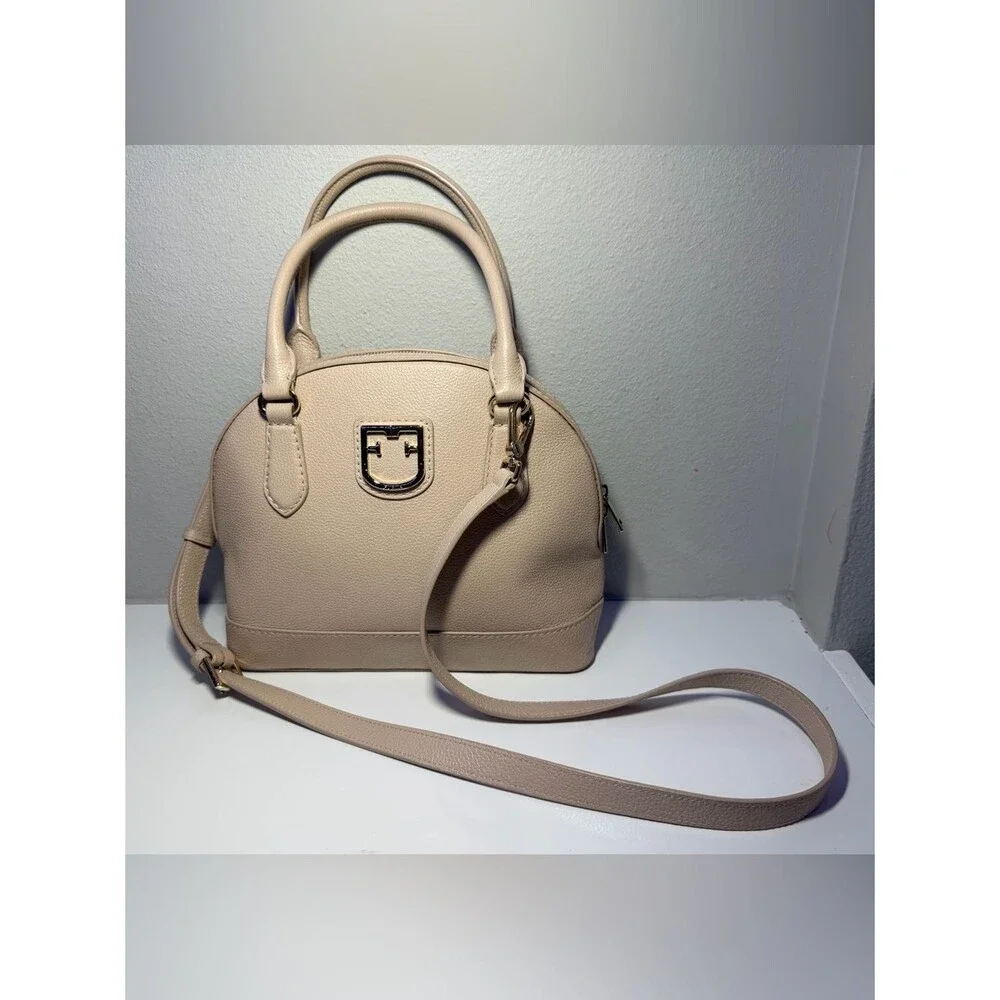 Furla Pebbled Dome Satchel in Pink/Beige